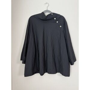 Chalet Et Ceci Top Women's 3X Black Crush Fabric 3/4 Sleeve Pullover Lagenlook